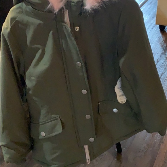Girls jacket xs size 4-5 parka jacket green - Picture 3 of 5